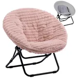 LuxusKollektion Relaxsessel Klappsessel Klappbar Rund Relaxsessel Lesesessel Plüsch Rosa rosa