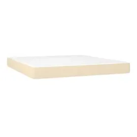 vidaXL Boxspringbett mit Matratze & LED Creme 160x200 cm Stoff