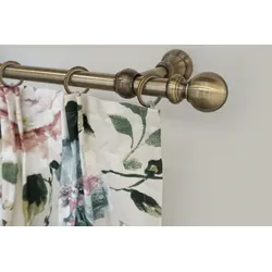 Gardinenstange GARESA "ANDREA", gold (antikmessingfarben), L:110cm Ø:20mm, Metall, Gardinenstangen, Vorhanggarnitur, verlängerbar, Endknopf Kugel lang, mit Ringen