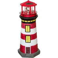 Lemodo Gartendeko Leuchtturm mit Solar 82 cm, handbemalte Gartenfigur