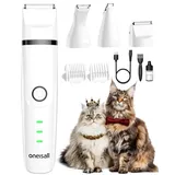 oneisall Leise Schermaschine Katze Hunde Set, 3 in 1 Hundeschermaschine Katzenrasierer Profi Haarschneidemaschine für Pfoten, Hintern, verknotet, Dingleberry (Weiß)