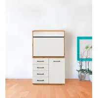 Priess Sekretär "Lissabon", braun (astkernbuche, lichtweiß), B:82cm H:139cm T:38cm, Sekretäre, Sekretär