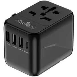 Offgridtec Reiseadapter Universal Weltweit 3x USB-A und 1x USB-C Schwarz