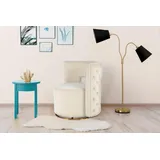 Kayoom Sessel »Drehsessel Beverly 125, drehbar, Gestell aus Eisen,samtige Oberfläch«, (1 St.), rund, glamourös, gesteppter Rücken, abgerundete,Drehsessel, beige