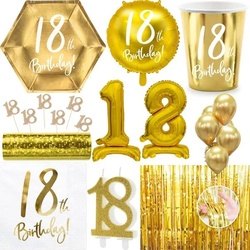 18. Geburtstag Geburtstagsdeko Party Set Zahl 18 Jahre gold Partyartikel