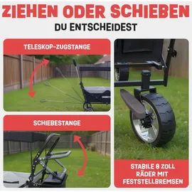 onbest Bollerwagen faltbar mit Dach schwarz/Kühltasche