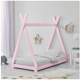 stado Kinderbett | Kiefernholz | Rosa | 90x200cm | Tipi | Indianer | Lattenrost | Holzbett | Spielbett | Bett | Kinderhaus | Hausbett | Kinder - Rosa