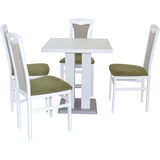 HOFMANN LIVING AND MORE Essgruppe »5tlg. Tischgruppe«, (Spar-Set, 5 tlg 5tlg. Tischgruppe), weiß weiß, , 59845764-0 B/H/T: 45 cm x 95 cm x 48 cm, Polyester, grün, weiß) Essgruppen