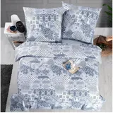 Yadetextil ZIRVEHOME Bettwäsche-Set 240x220 cm, 3-teilig, Baumwolle Renforcé, Dunkelblau & Grau - Bettgarnitur mit Bettbezug und Kissenbezug (80x80 cm), Geometrische und ikonische Muster, Pava