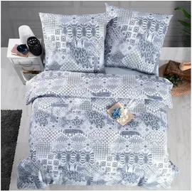 Yadetextil ZIRVEHOME Bettwäsche-Set 240x220 cm, 3-teilig, Baumwolle Renforcé, Dunkelblau & Grau - Bettgarnitur mit Bettbezug und Kissenbezug (80x80 cm), Geometrische und ikonische Muster, Pava