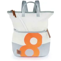 360° Taschen Ketsch Mini Rucksacktasche weiß / grau, Zahl neonorange