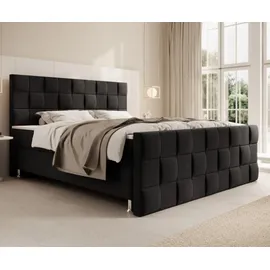 IHG Boxspringbett Tarifa 180x200cm Velour Schwarz / SL 3 / Deren 22