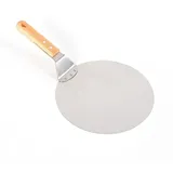 MIIWWOWO Pizzaschaufel Edelstahl Pizzaschieber Pizzaschaufel aus Rostfreiem Edelstahl Pizzaschieber mit Holzgriff, Pizza Schaufel für Pizzen, Grossen Kuchen, Torten