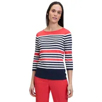 Betty Barclay Damen Basic Shirt mit U-Boot-Ausschnitt Dark Blue/Red,48