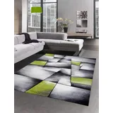 CARPETIA Teppich modern Kurzflor Teppich Wohnzimmerteppich karo abstrakt grün grau Größe 160x230 cm