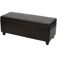 Mendler Aufbewahrungs-Truhe Kriens, Sitzbank Bank, Kunstleder, 45x114x45cm ~ braun
