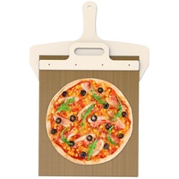 QUSLLIS Pizzaschieber Pizza Schieber 55 x 36.5cm, Pizzaschaufel Sliding Pizza Peel mit Antihaftbeschichtung und Griff, Pizza Slider aus Holz der Pizza Perfekt überträgt