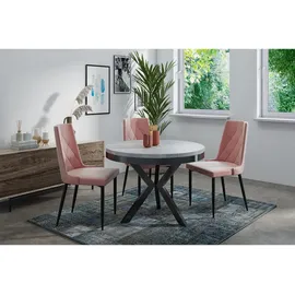 WFL GROUP Esstisch Hellgrau, Holzwerkstoff, 6-Sitzer, Rund,Rund, 100x76x100 cm, Esszimmer, Tische, Esstische