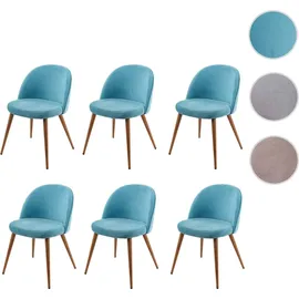 Mendler Esszimmerstuhl HWC-D53 Samt türkis 6er Set