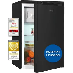 Exquisit Kühlschrank mit Gefrierfach, 4-Sterne-Gefrieren, 2 Glasablagen, 107l Nutzinhalt, Innenbeleuchtung, 37 Dezibel, KS515-4-051C inoxlook-az