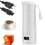 Reise Elektrisch Wasserkocher, 400ML Mini Tragbarer Elektrische WassertasseKleiner Electric Kettle BPA-freier 304 Stainless Steel Liner 4 einstellbare Temperaturstufen mit Automatischer Abschaltung