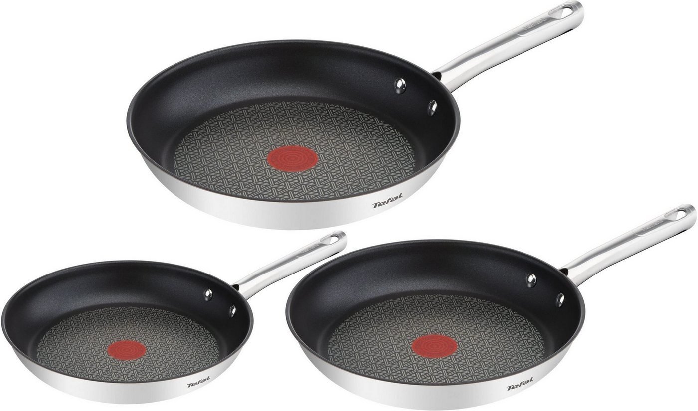 Tefal Pfannen-Set Pfannen-Set »Duetto«, Edelstahl (Set, 3-tlg), Edelstahl schwarz