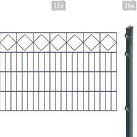 Arvotec Doppelstabmattenzaun "EXCLUSIVE 80 zum Einbetonieren "Karo" mit Zierleiste" Zaunelemente Zaunhöhe 80 cm, Zaunlänge 2 - 60 m Gr. H/L: 80cm x 30 m, Pfosten: 16 St., grau (anthrazit)