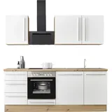 kochstation Küchenzeile »KS-Florida mit 38mm starker Arbeitsplatte«, Breite 220 cm, wahlweise mit E-Geräten, Soft-Close-Funktion weiß