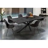 Sam Esstisch Baumkante Holz-Optik Grau 200 x 100 Spider-Gestell schwarz JOSY