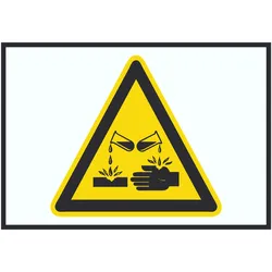 Vorsicht Ätzende Stoffe Symbol Schild A3 Rückseite selbstklebend