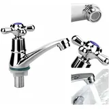 Einhand-waschtischarmatur, Kaltwasser-mischbatterie, Kaltwasser-wasserhahn, Waschbecken-wasserhahn, Verchromter Kreuzgriff-garderoben-wasserhahn Mit Filter