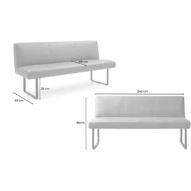KAWOLA Sitzbank ELEEN Leder Braun 243 x 85 x 69 cm