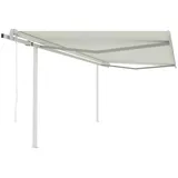 vidaXL Automatisch Gelenkarmmarkise 400 x 300 cm cremeweiß inkl. Pfosten 3069947