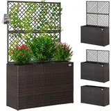 CASARIA Blumenkasten 3 Innentöpfe Polyrattangeflecht 80 x 20 x 20 cm Braun