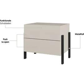 otto home Nachtkommode OTTO HOME "Jukon, Breite 59 cm, moderne Kommode mit zwei Schubladen", kaschmir, B:59cm H:58,8cm T:40cm, FSC-zertifizierter Holzwerkstoff, Melamin, Metall, Sideboards, Nako mit zwei Schubladen, push to open Funktion