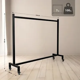 deluke Garderobenständer LENN 150 x 38 x 120 cm Schwarz