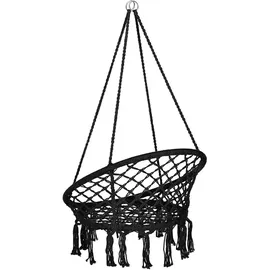 Beliani Makramee, schwarz Textil, 61x107x61 cm Gartenmöbel, Hängesessel