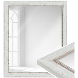 WANDStyle Wandspiegel H690, Weiß, aus Massivholz im Vintage Stil weiß 77 cm x 57 cm