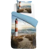 Traumschlaf Traumschlaf, Bettwäsche, Strand Leuchtturm (Bettwäsche Set, 155x220 cm + 80x80 cm)