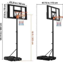 Vevor Basketballkorb Schwarz 135 - 305 cm