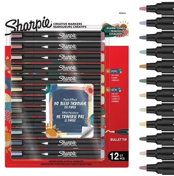 Creative Acrylic Marker Warm Tones Bullet tip 12-Blister