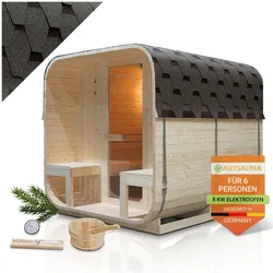 Artsauna Fasssauna Nolvik XXL - 6 Personen, mit 8 kW Ofen & Zubehör für Garten, Cube Design