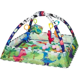 KIKKABOO Spielbogen, Krabbeldecke 2 in 1, Greiflinge, 18 Spielbälle, Bällebad blau