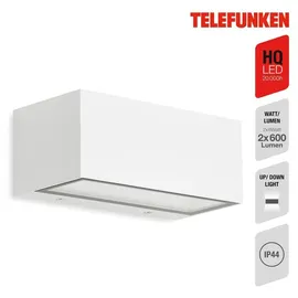 Telefunken Außenwandleuchte Glas Metall 9,1 cm IP44 12 W weiß