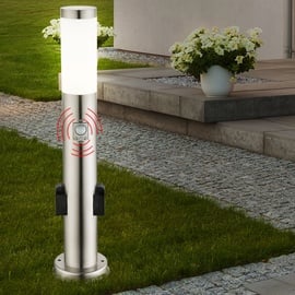 V-Tac Edelstahl Steh Lampe Außen Steckdosen Bewegungsmelder Garten Wege Leuchte silber 8977