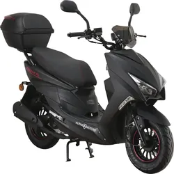 Motorroller ALPHA MOTORS "Speedstar FI", schwarz (mattschwarz, schwarz), Motorroller & Mofas, 25 km/h, mit Lenkerschloss, B:68cm H:105cm L:183cm