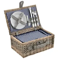 casa.pro Besteck-Set (2-tlg), Weide, Picknickkorb mit Besteck für 2 Personen Blau-Weiß gestreift blau|weiß