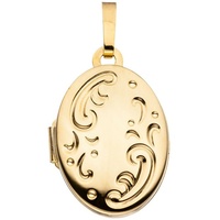 Schmuck Krone Perlenanhänger Medaillon aus 333 Gelbgold, oval, teilmattiert, Gold 333 goldfarben