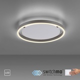 SellTec LED Deckenleuchte rund aluminium, dimmbar per Wandschalter,