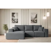 altdecor Ecksofa Cord 2-Sitzer Dunkelgrau